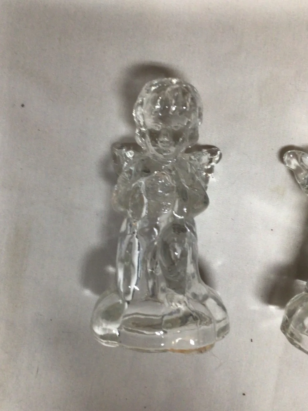 Clear Glass Angel Figurine Pair - Decorative Home Accent   candle holders  Xmas